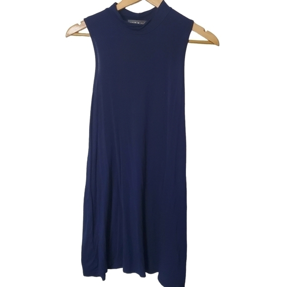 Love Kuza High Neck Flared Tee Dress Blue Size Small - Picture 1 of 8